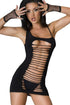 Sexy Black Exposed Shredded Panels Chemise Dress Lingerie